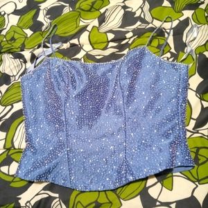 Mori Lee Blue Sparkling Corset